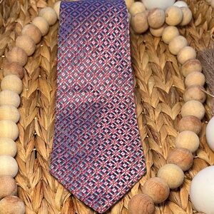 Jones New York Red, Blue & Pink Micro-Check Silk Tie